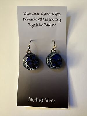 #ad Glimmer Glass Blue Celestial Sterling Earrings By Julie Bigger $35.00