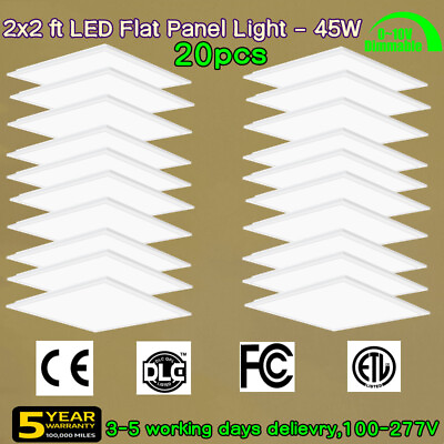 #ad 2 x 2 LED Flat Panel Light Drop Ceiling 45W 5000K Dimmable 0 10V Backlit 20Pack $597.38