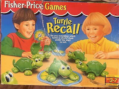 #ad Vintage Fisher Price Turtle Recall 1994 Picnic Memory Game Complete Box Damage $47.50