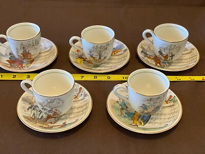 #ad Set of 5 1950#x27;s Derwood Porcelain cups and saucers William Tell theme. Very rare $239.00