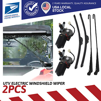 #ad 2PCS Universal Electric Windshield Wiper For Polaris Can Am Kawasaki 12V UTV $44.48