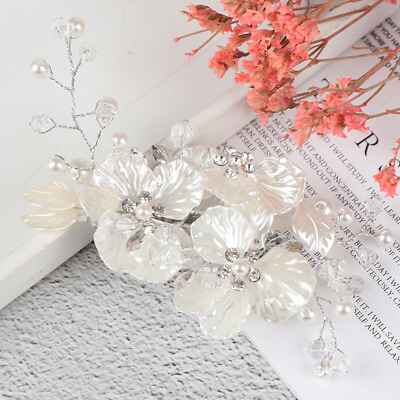 #ad Bridal Crystal Pearl Flower Hair Clip Hair Accessories Wedding Hair AccessorB $8.22