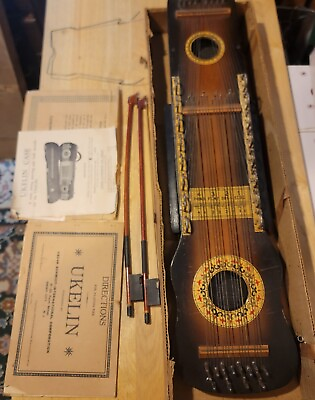 #ad Rare Antique Ukelin Ukelele Hawaiian Art Violin. With Bows Vintage Instrument $199.99