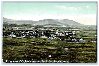 #ad c1910 Birds Eye View Heart Great Mountains Troy Vermont Antique Vintage Postcard $14.98