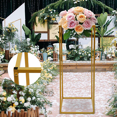 #ad Wedding Flower Stand Metal Vase Column Stand Geometric Centerpiece 30x30x80cm $8.55