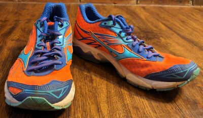 #ad Mizuno Wave Catalyst X10 Womens Size 8.5 Orange Blue White Running Shoes $19.99