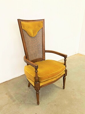 #ad Mid Century Modern Walnut High Back Cane Arm Chair $395.00