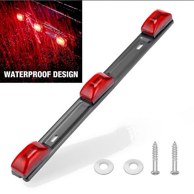 Red LED Stainless Rear Clearance ID Marker Light Bar Truck Trailer Tail Lights $9.59