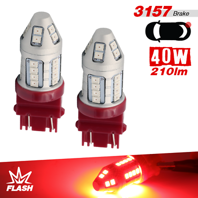 2x 3157 Red LED Bulbs for Brake Tail Stop Lights with Strobe Function When Brake $15.49