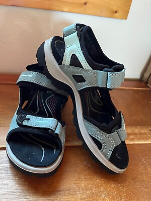 #ad #ad Gently Used ECCO Light Blue amp; Black Leather amp; Not Kids Size 3 Water Hiking Outdo $18.47