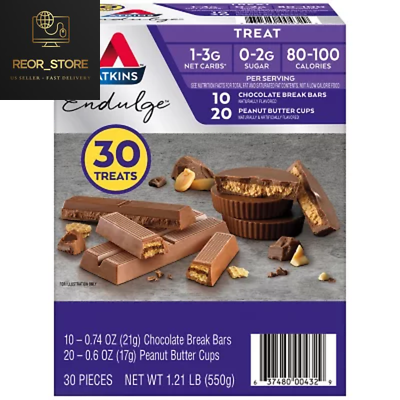 #ad Atkins Endulge Peanut Butter Cup Chocolate Break Bar Variety Pack 30 Ct. $27.30