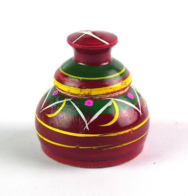#ad New Wooden lacquer Painted Vermillion Sindoor Box Decor Women Gift i71 323 $34.56
