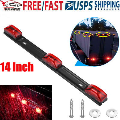 14quot; Stainless Red LED ID Bar Light Truck Boat Trailer Marker Clearance Lights $10.39