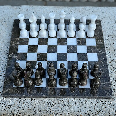 #ad Handmade Grey White Chess Men Set Fathers day gift Gifts for father Gift for dad $150.00