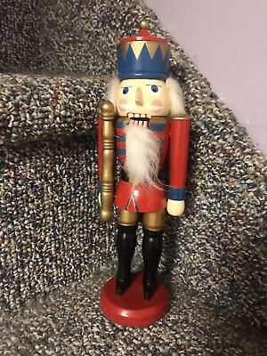 #ad Vintage 15quot; Nutcracker King Red Black Blue Gold WITH SCEPTER $22.00