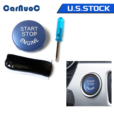 #ad Blue Start Stop Engine Push Button Cover 1Pc For BMW E90 E91 E60 E84 Car Decor $5.11