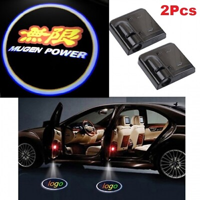 #ad 2Pcs MUGEN Car Door Welcome LED Lights Courtesy Projector Ghost Shadow Stickers $15.88