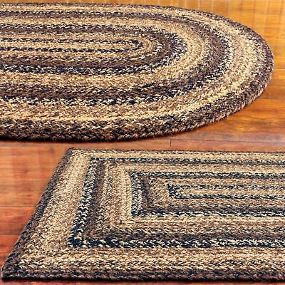 #ad Cappuccino Braided Area Rug By IHF Rugs. Oval amp; Rectangle. Many Sizes. Black Tan $55.40