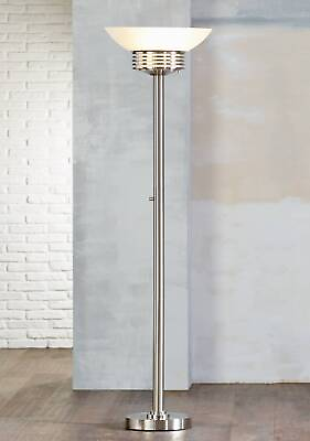 #ad Light Blaster Modern Torchiere Floor Lamp 72 1 2quot; Tall Brushed Nickel LED Office $299.95