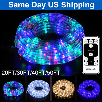 #ad 20 50FT LED Rope Strip Light Multi color Changing Waterproof Outdoor w Remote $36.86