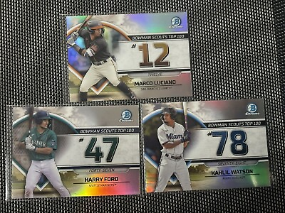 #ad 🔥2023 Bowman Chrome Scouts Top 100 Lot 3 Luciano #12 Ford #47 Watson #78 C $6.50