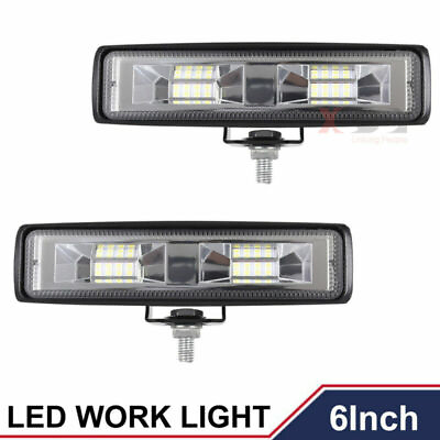 #ad 2X LED Work Lights 6 Inch 48W 12V Driving Strip Flood Beam light Bar SUV Offroad $11.98
