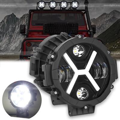 7#x27;#x27; Black LED Pods Work Light Bar Round Driving Fog Headlight Truck Off Road US $35.99