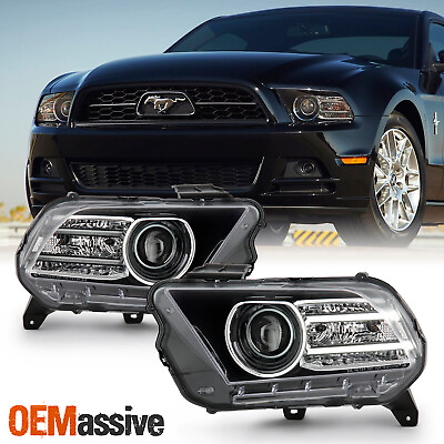 #ad For 2010 2014 Ford Mustang Halogen Upgrade Projector Headlights w LED Tube DRL $235.99