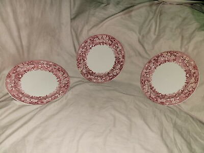 #ad Vintage Wedgwood 10in Dinner Plates Pink Floral Pattern #363 lot of 3 $110.00