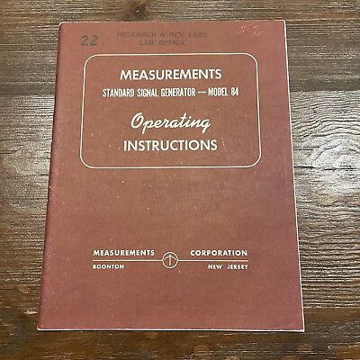 #ad Measurements Corporation Model 84 Standard Signal Generator Instruction Manual $14.82