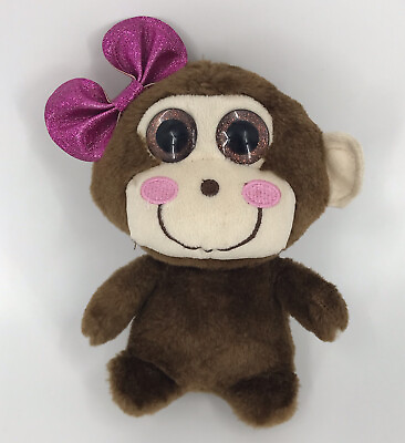 #ad Monkey Plush 7#x27; Stuffed Animal Brown Sparkle Eyes Pink Bow $8.39