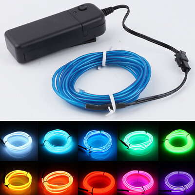 Battery Powered Neon LED Light Glow EL Wire String Strip Rope Tube Party Decor $9.99