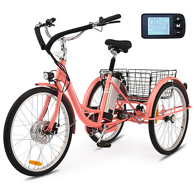 #ad VIRIBUS 24quot; 26quot; 350W Electric Adult Tricycle Trike Cruiser 3 Wheel Bike Basket $584.99