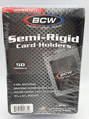 BCW Semi Rigid Card Holders #1 1 Pack of 50 Sleeves for Graded Card Submissions $7.28
