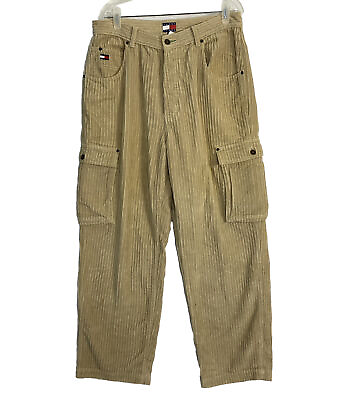 #ad VTG Tommy Cargo Mens Big Flag Corduroy Brown pants Size 34 x 32 90s 34 x 30 $55.99