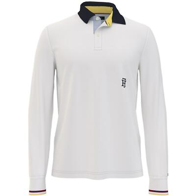 #ad Tommy Hilfiger Mens White Cotton Long Sleeve Collared Polo XXL BHFO 1958 $33.99