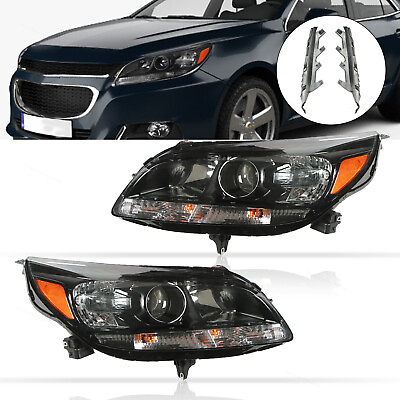 #ad Black Left amp; Right Side Halogen Projector Headlights for 13 15 Chevy Malibu $127.68