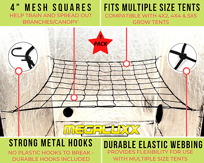 #ad MEGALUXX Scrog Net Trellis Netting For 4x4 5x5 Grow Tents 4quot; Mesh $10.99