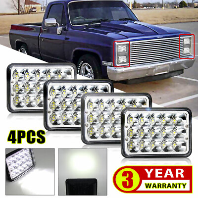 4PCS 4quot;X6quot; LED Headlights High Low Beam For Chevy C10 Pickup 81 1987 Ford Truck $49.99
