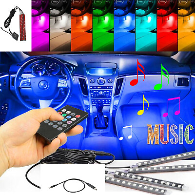 #ad RGB LED Glow Car Lamp Under Dash Footwell Seats Inside Lighting USB Music 4X $13.75