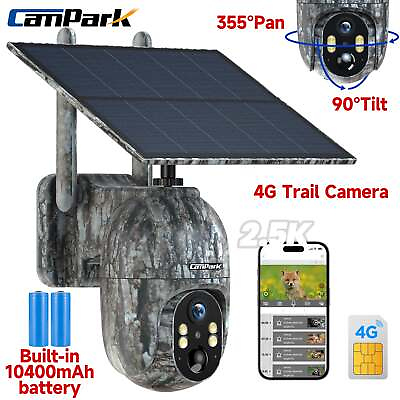 #ad Campark 2K 4G LTE Solar PTZ Trail Camera Game IP66 Security Camera 4G SIM Card $131.41