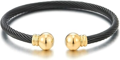 #ad COOLSTEELANDBEYOND Elastic Adjustable Stainless Steel Cuff Bangle Bracelet $9.99