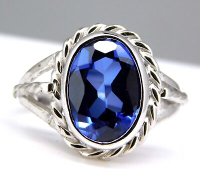 #ad 925 Sterling Silver Heated Blue Sapphire Statement Ring US 9 For Men $39.99