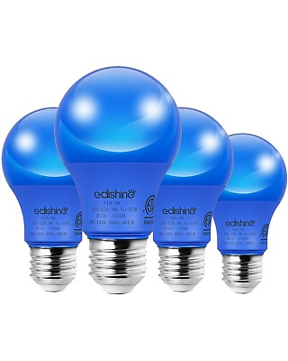 #ad #ad EDISHINE 4 Pack LED Blue Light Bulbs A19 Non Dimmable Decorative Bulbs 600LM 9W $11.89