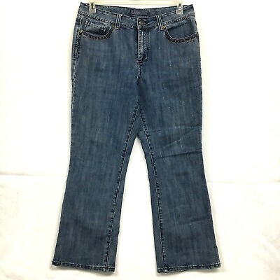 #ad Women’s Baccini Embellished Studded Denim Jeans Size 12 Vintage Wash Bootcut $15.99