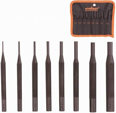 #ad HORUSDY 8pc Forged Steel Roll Pin Punch Set Roll Bag Rifle Gunsmithing Jewelers $9.99