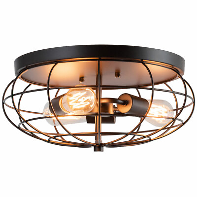 #ad Semi Flush Mount Ceiling Light 3 Light Industrial Retro Lighting Lamp Bedroom $39.99