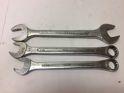 #ad Lot of 3 S K Tools Combination Double Open Wrenches SK 3 4 13 16 15 16 x 1quot; $19.99
