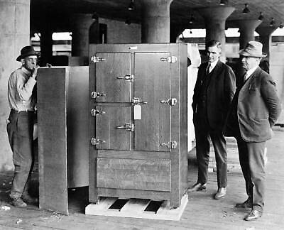 #ad Men stand beside first Frigidaire made Delco Light Company a s 1921 Old Photo AU $9.00