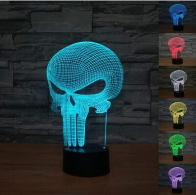#ad PUNISHER MARVEL AVENGERS 3D Acrylic LED 7 Colour Night Light Touch Table Lamp $16.00